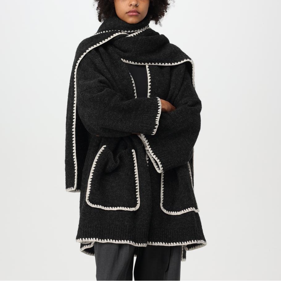 Meimeij Charcoal And White Women's Cardigan Nwt